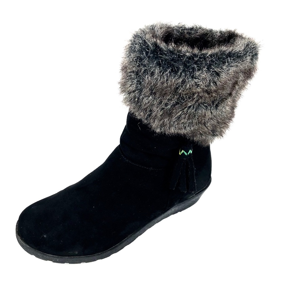Stevies Black Textile & Faux Fur Pull On Booti Sz4